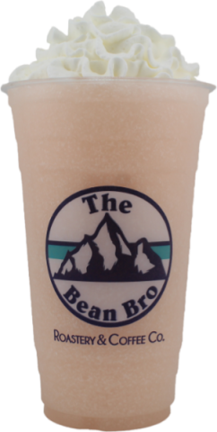 peach frozen drink with whipped cream